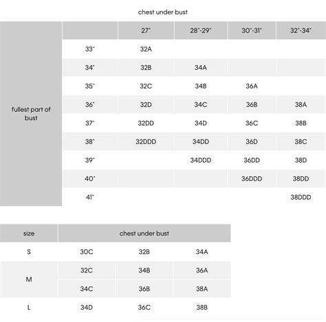 calvin klein cup size chart.